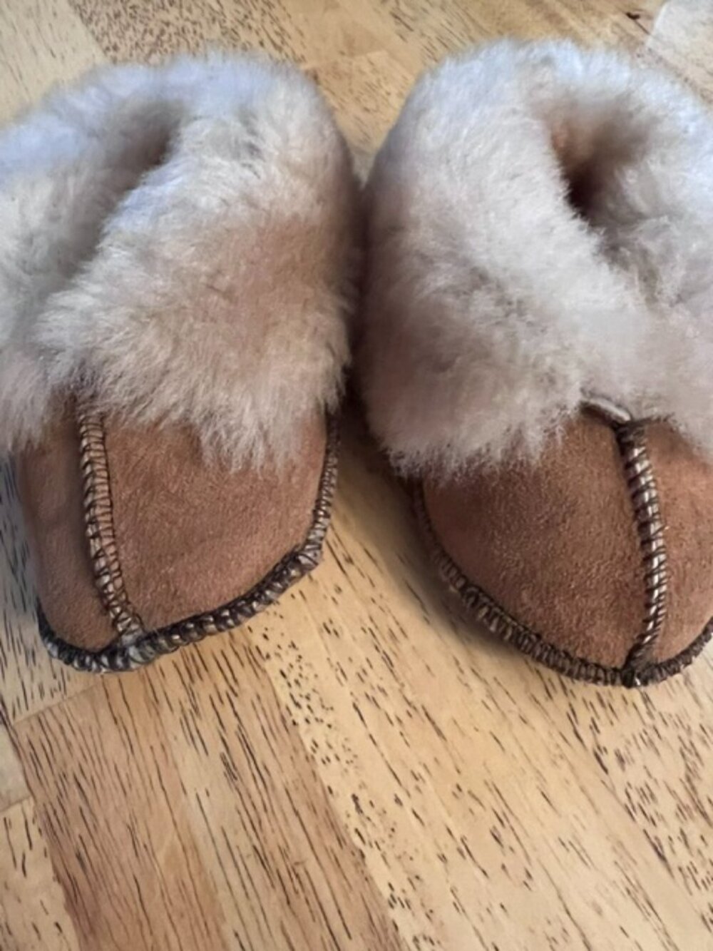 Handmade sheepskin shearling baby booties "Snuggies" suede upper sheepskin cuff